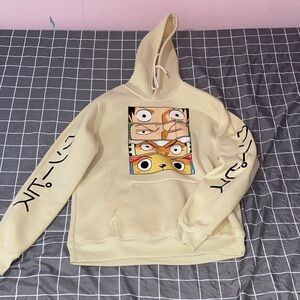 Cream graphic one piece anime hoodie